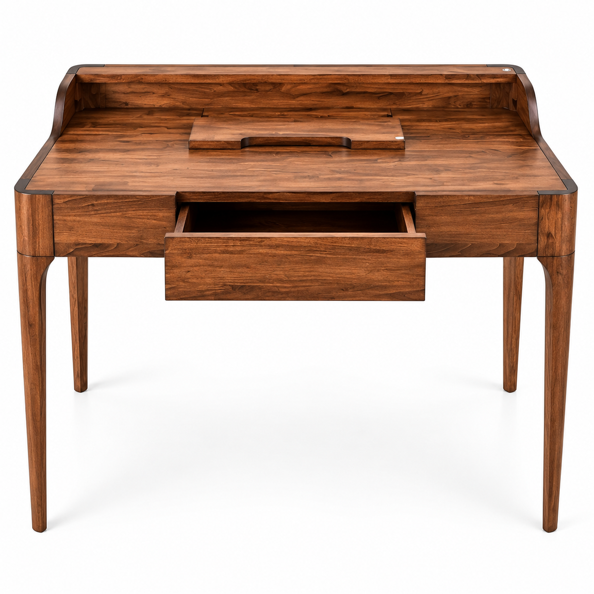 Handcrafted Solid Walnut Writing Desk with Drawer – 43.5