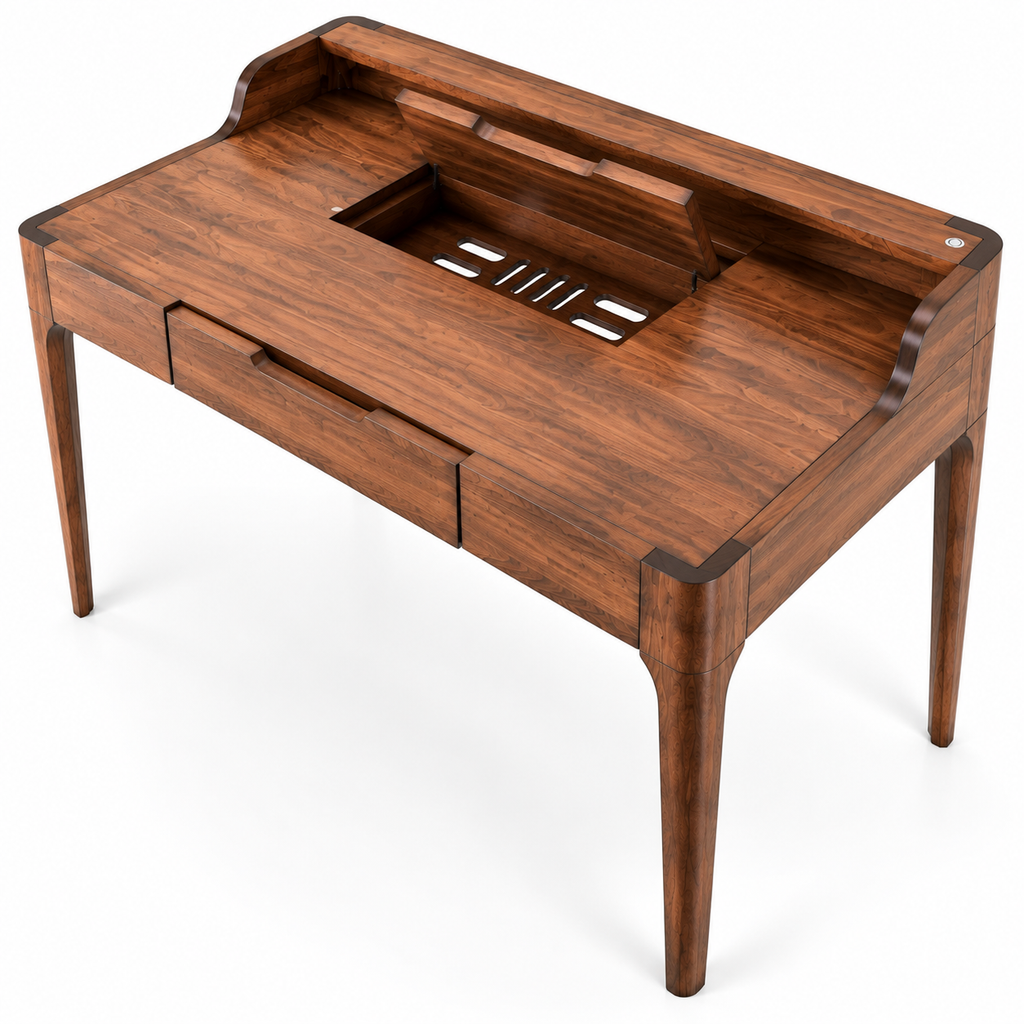 Handcrafted Solid Walnut Writing Desk with Drawer – 43.5