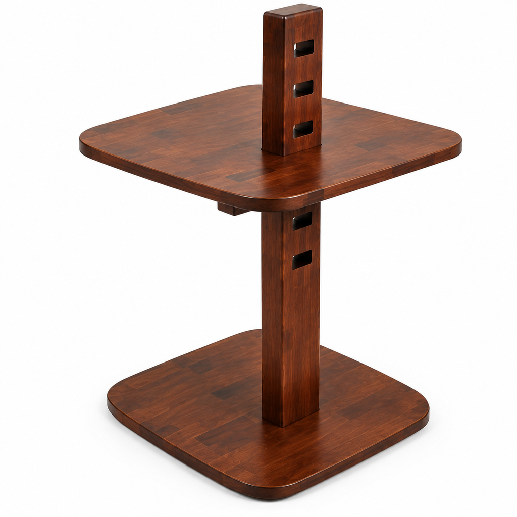 Dark Brown Solid Beech Adjustable Laptop Side Table