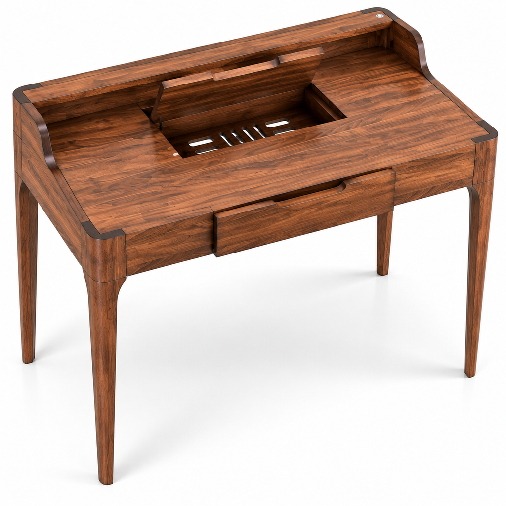 Handcrafted Solid Walnut Writing Desk with Drawer – 43.5