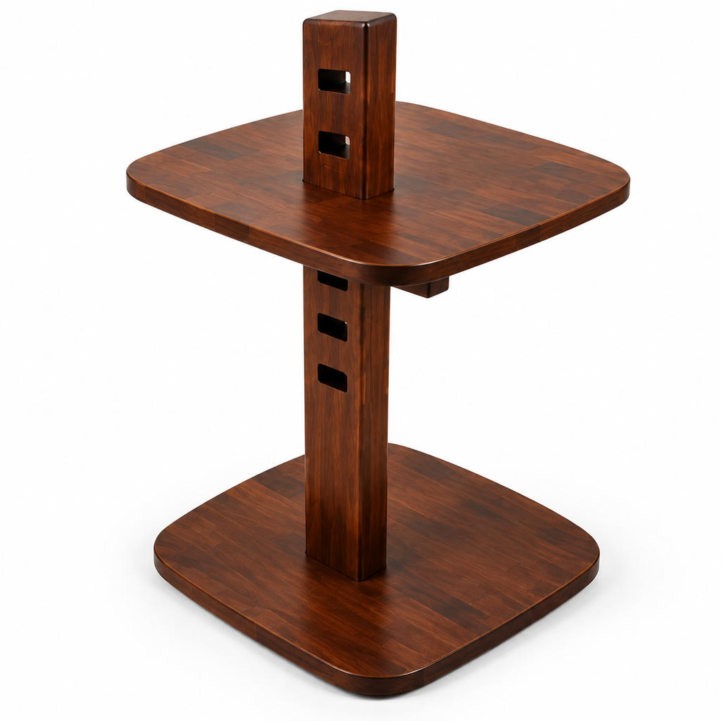 Dark Brown Solid Beech Adjustable Laptop Side Table